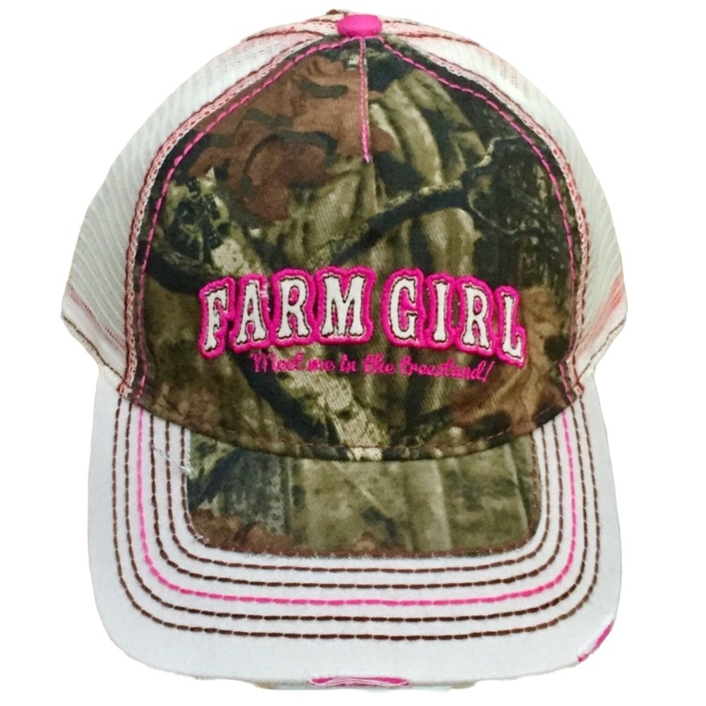 Women’s Farm Girl “Meet Me” Mesh Camo & Pink Hunty Cap